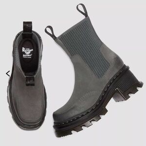 Dr Martens Corran Chelsea Waxy Suede Heeled Boots in Gunmetal